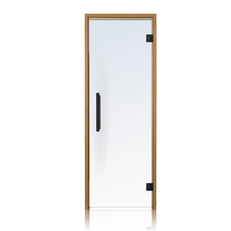 Prosaunas Thermo-Aspen Frame, Prehung Clear Glass Sauna Door 24x73 (Right Black Hinges)