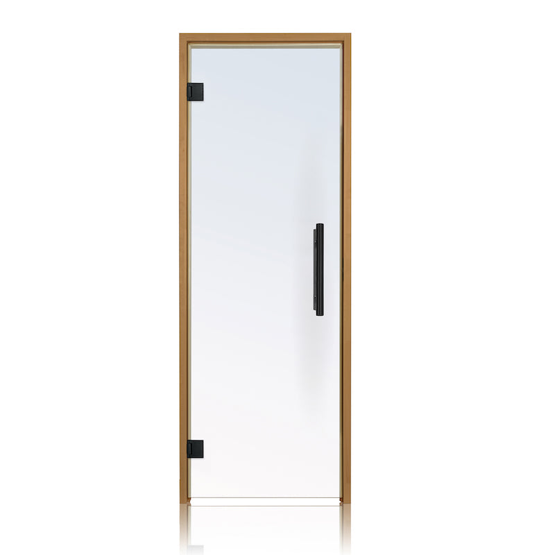 Prosaunas Thermo-Aspen Frame, Prehung Clear Glass Sauna Door 24x73 (Left Black Hinges)