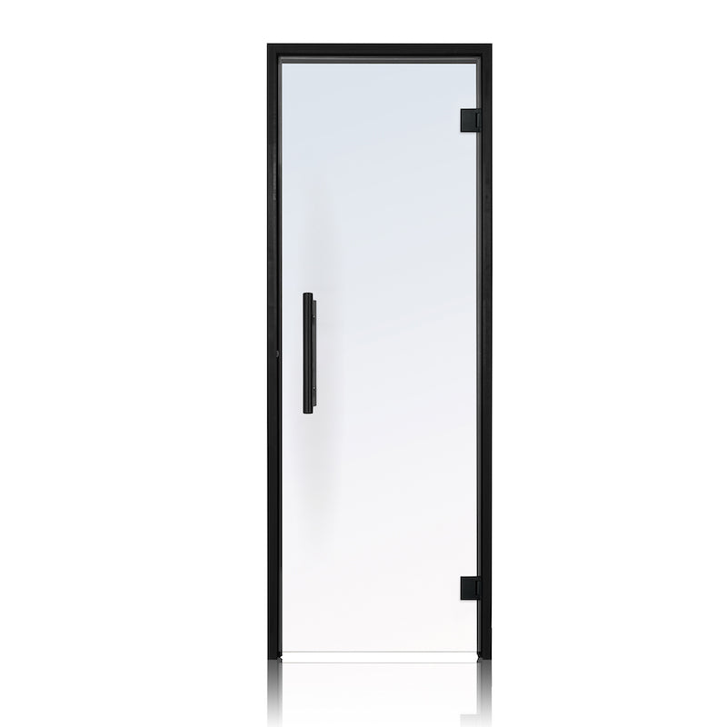 Prosaunas Black Alder, Prehung Clear Glass Sauna Door 24x81 (Right Black Hinges)