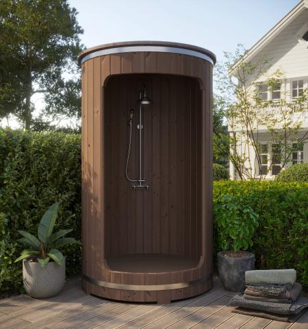 SaunaLife Outdoor Shower Model R3 | Rain Series Barrel Shower